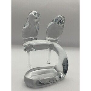 Hand Blown Two Birds On A Branch Art Glass Sculpture Signed by Artist